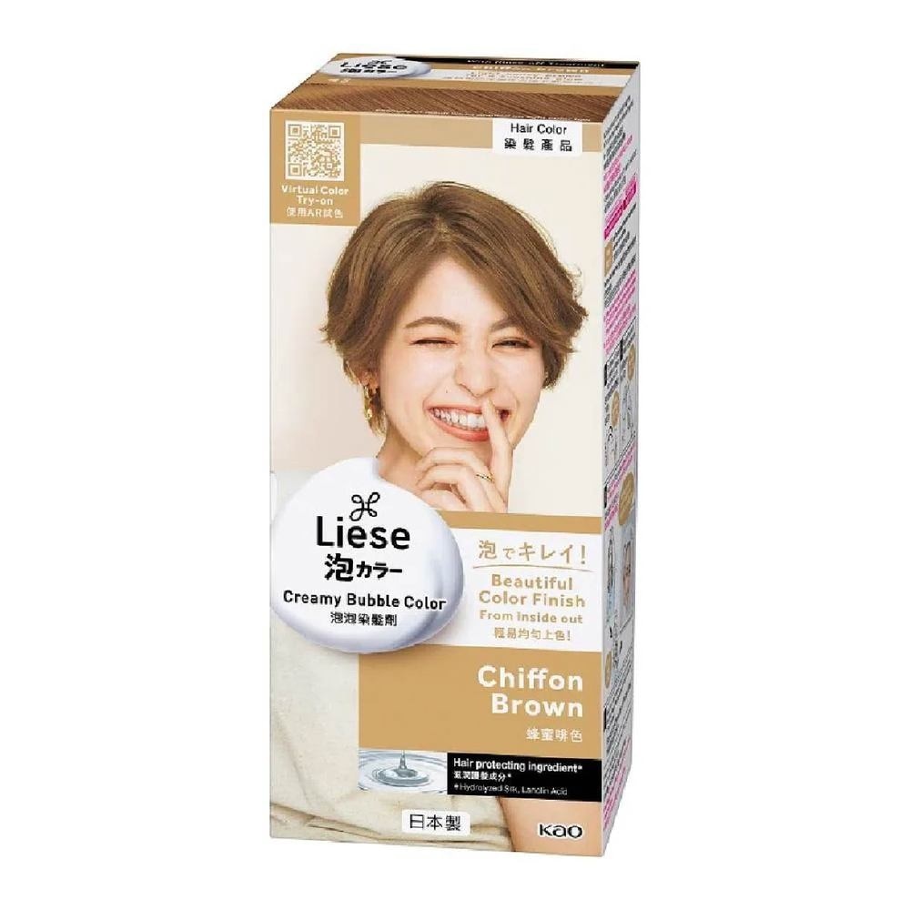 Liese Creamy Bubble Color Chiffon Brown 108ml - DIY Foam Hair Color with Salon Inspired Colors (includes treatment pack)