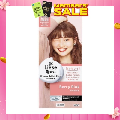 LIESE Liese Creamy Bubble Color Berry Pink (DIY Foam Hair Color with Salon Inspired Colors + Treatment Pack Included) 108ml (Expiry: Aug`2026)