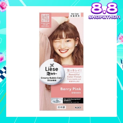 LIESE Liese Creamy Bubble Color Berry Pink 108ml - DIY Foam Hair Color with Salon Inspired Colors (includes treatment pack)