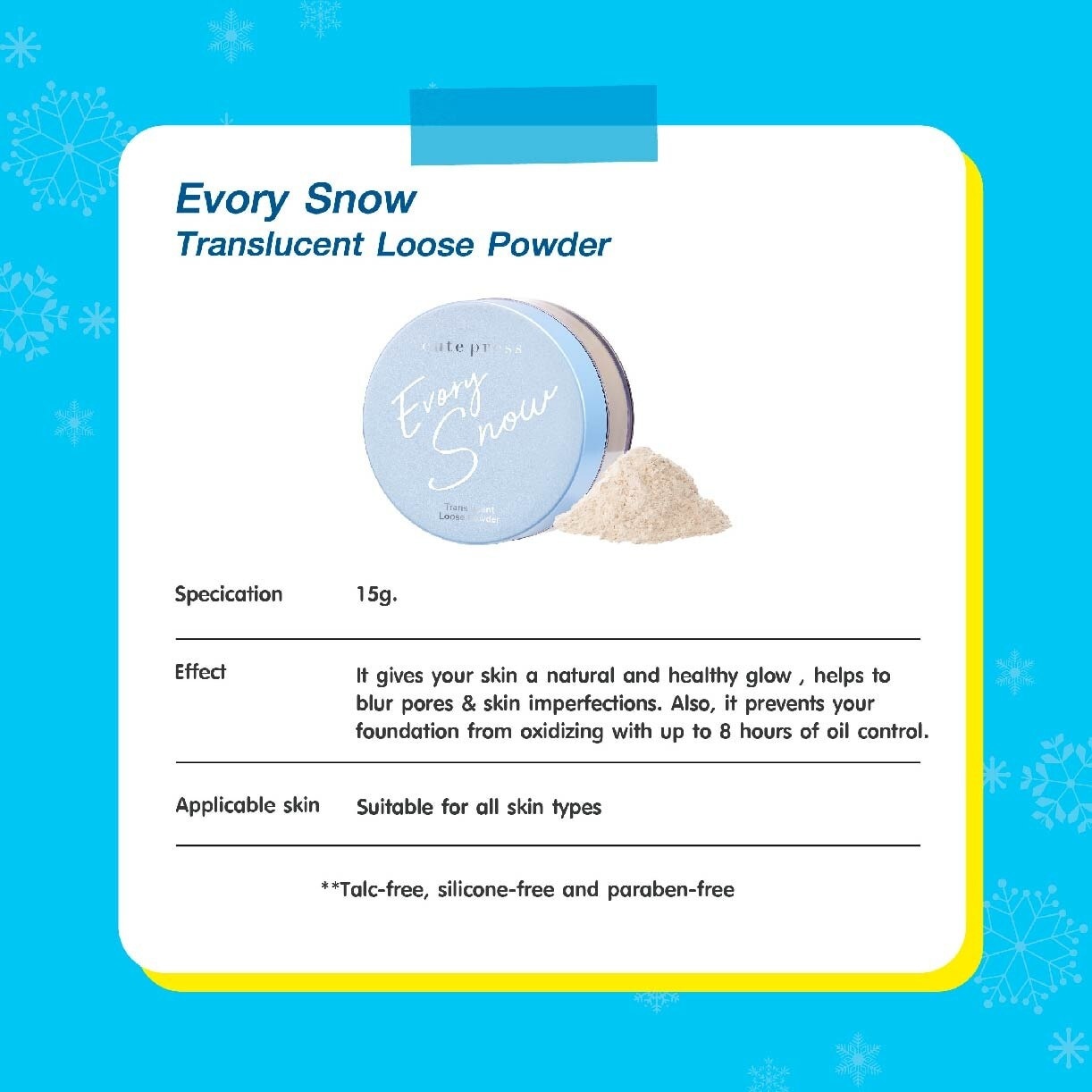 Evory Snow Translucent Loose Powder 15g