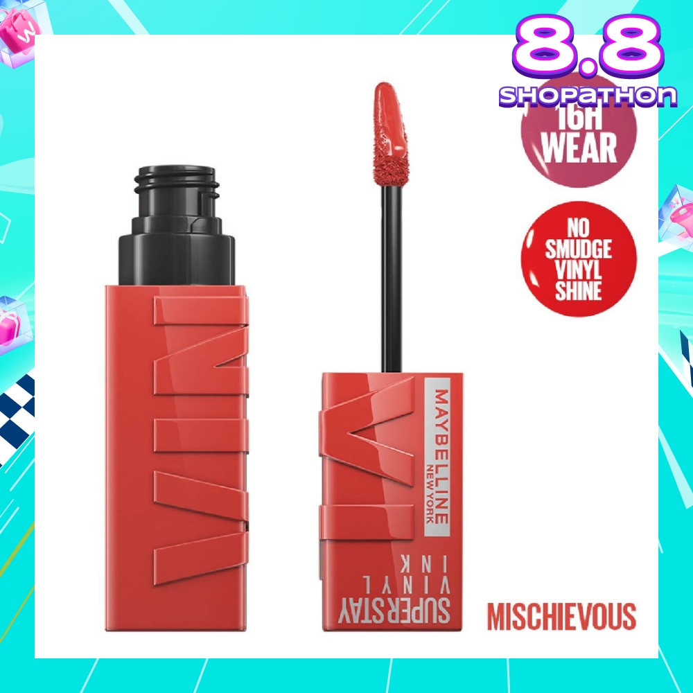 MAYBELLINE Superstay Vinyl Ink Longwear Liquid Lipcolor Mischievous (Smudge Proof + Transfer Proof) 1s