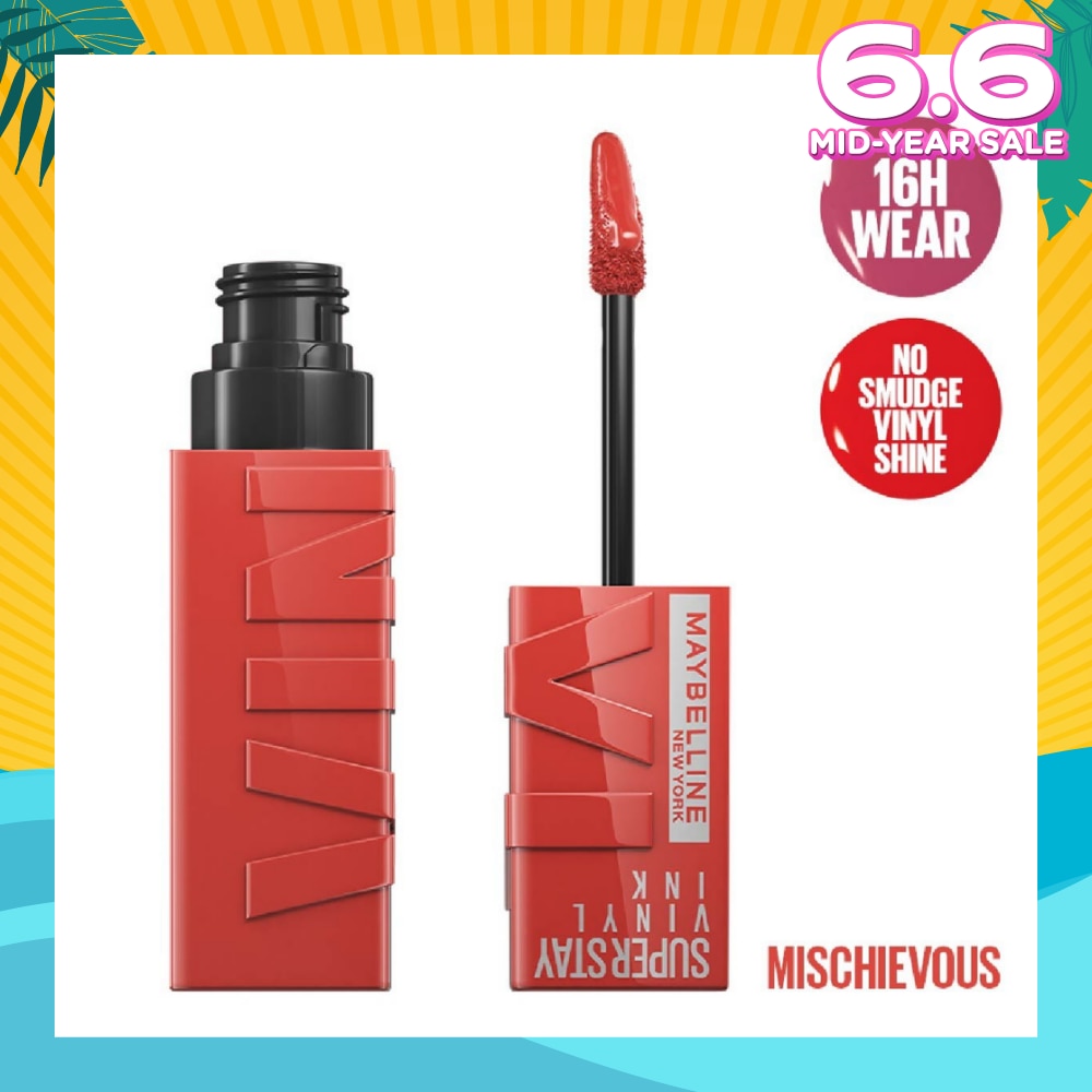 MAYBELLINE Superstay Vinyl Ink Longwear Liquid Lipcolor Mischievous (Smudge Proof + Transfer Proof) 1s