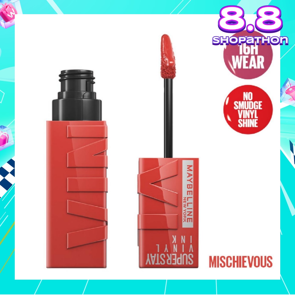 MAYBELLINE Superstay Vinyl Ink Longwear Liquid Lipcolor Mischievous (Smudge Proof + Transfer Proof) 1s