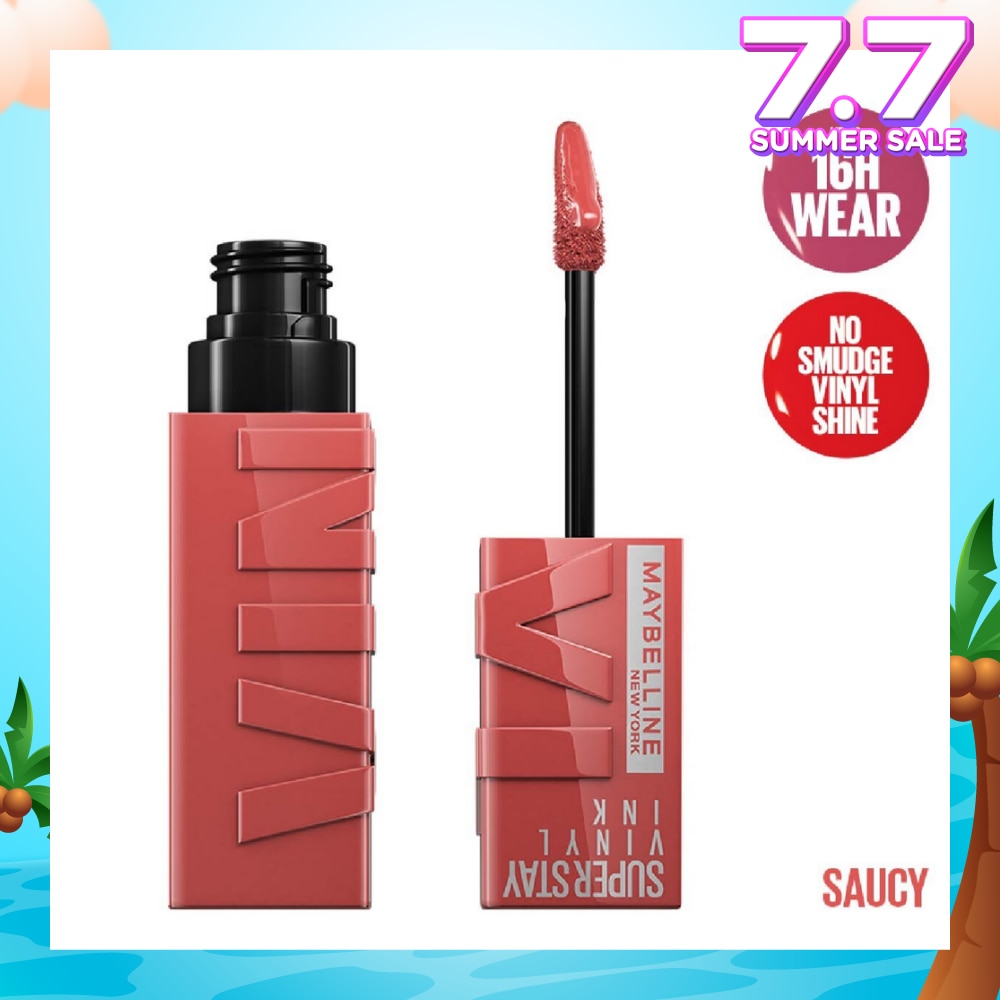MAYBELLINE Superstay Vinyl Ink Longwear Liquid Lipcolor Saucy (Smudge Proof + Transfer Proof) 1s