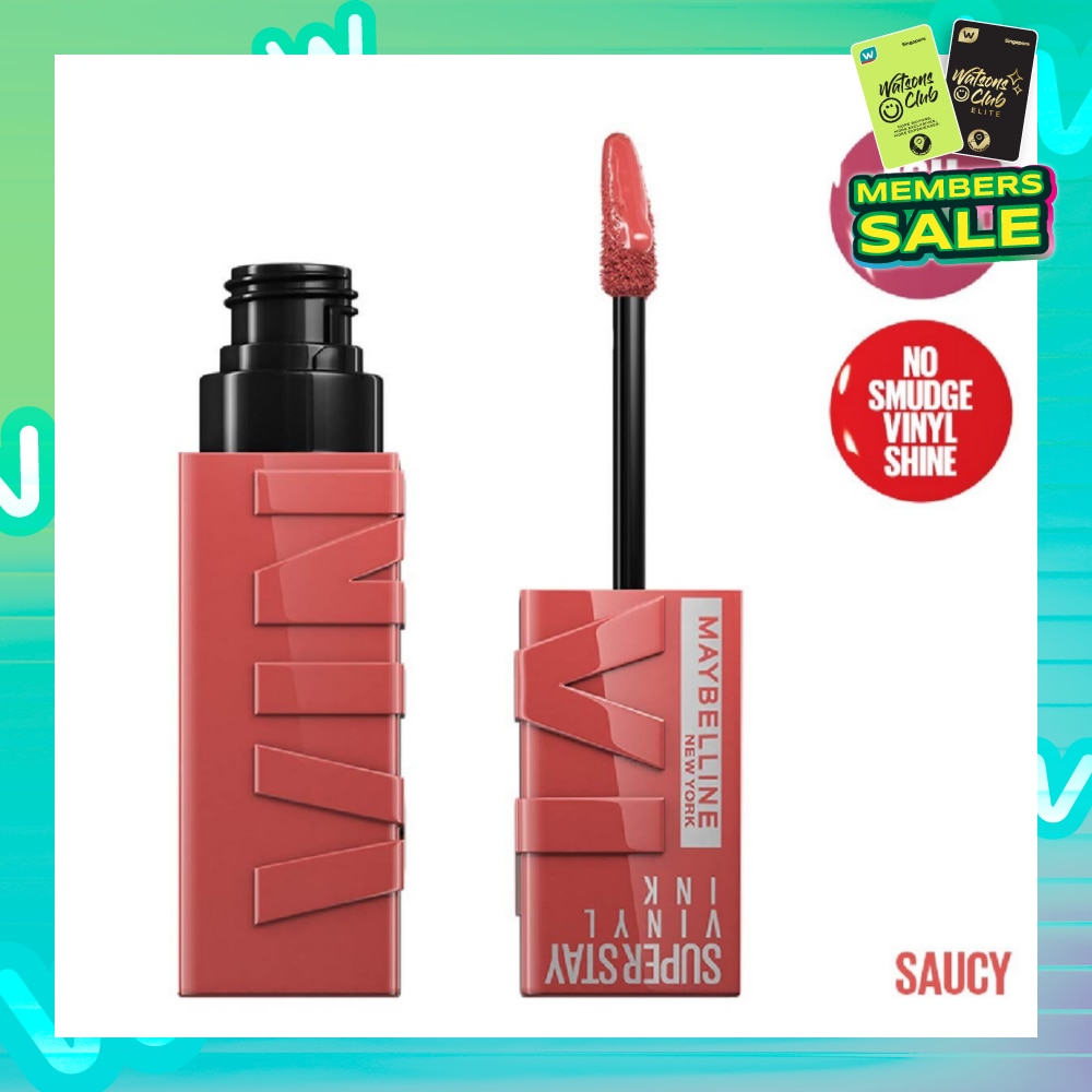 MAYBELLINE Superstay Vinyl Ink Longwear Liquid Lipcolor Saucy (Smudge Proof + Transfer Proof) 1s