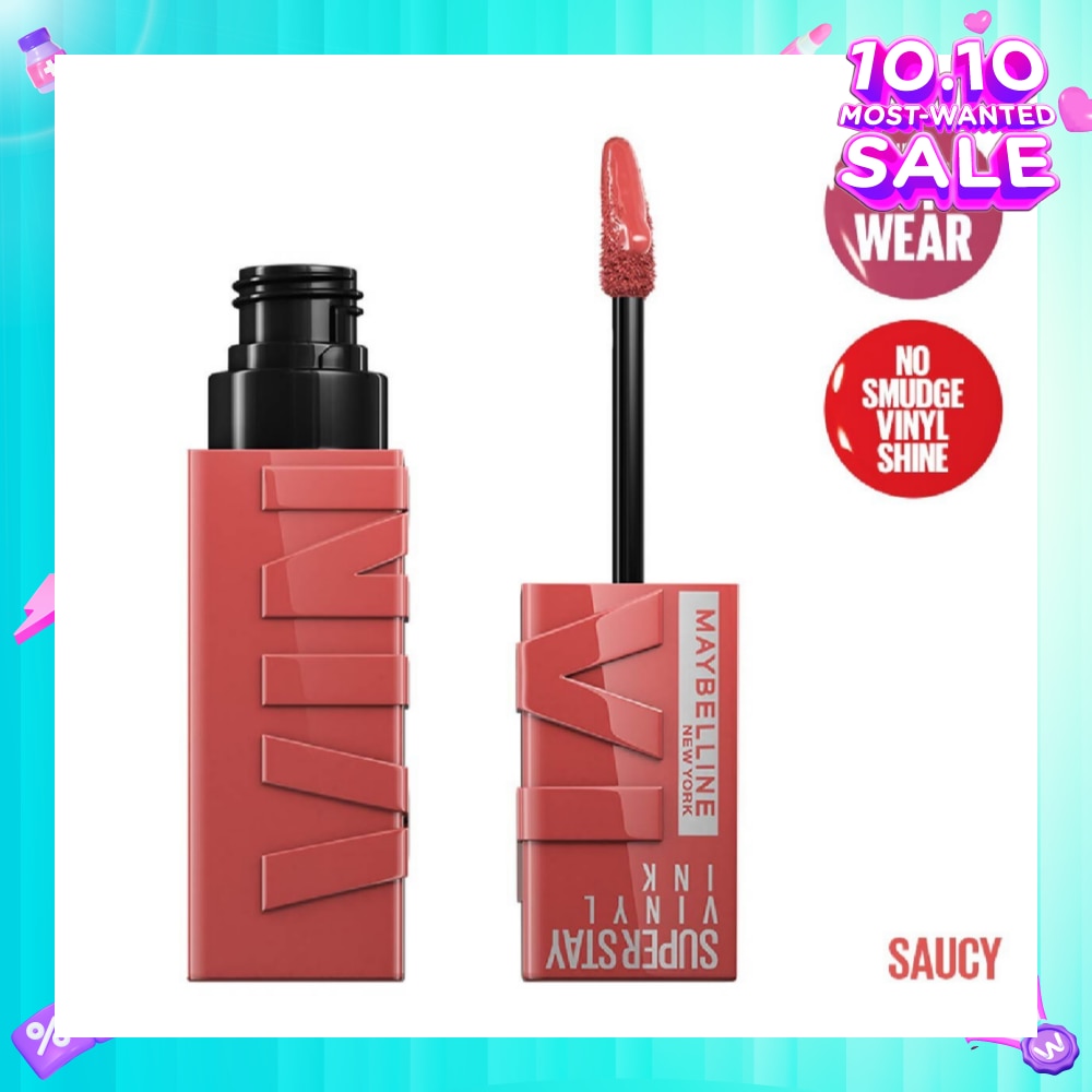Superstay Vinyl Ink Longwear Liquid Lipcolor Saucy (Smudge Proof + Transfer Proof) 1s