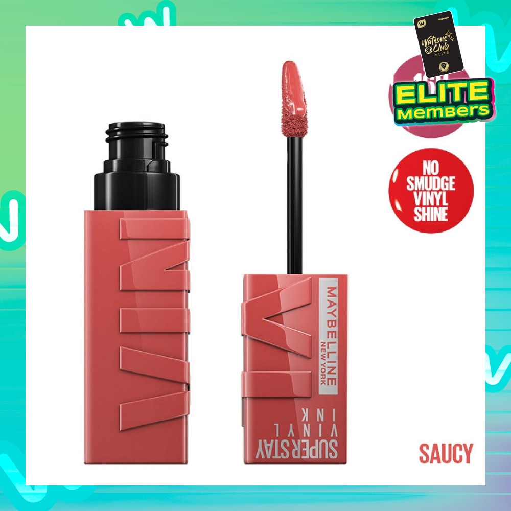 MAYBELLINE Superstay Vinyl Ink Longwear Liquid Lipcolor Saucy (Smudge Proof + Transfer Proof) 1s
