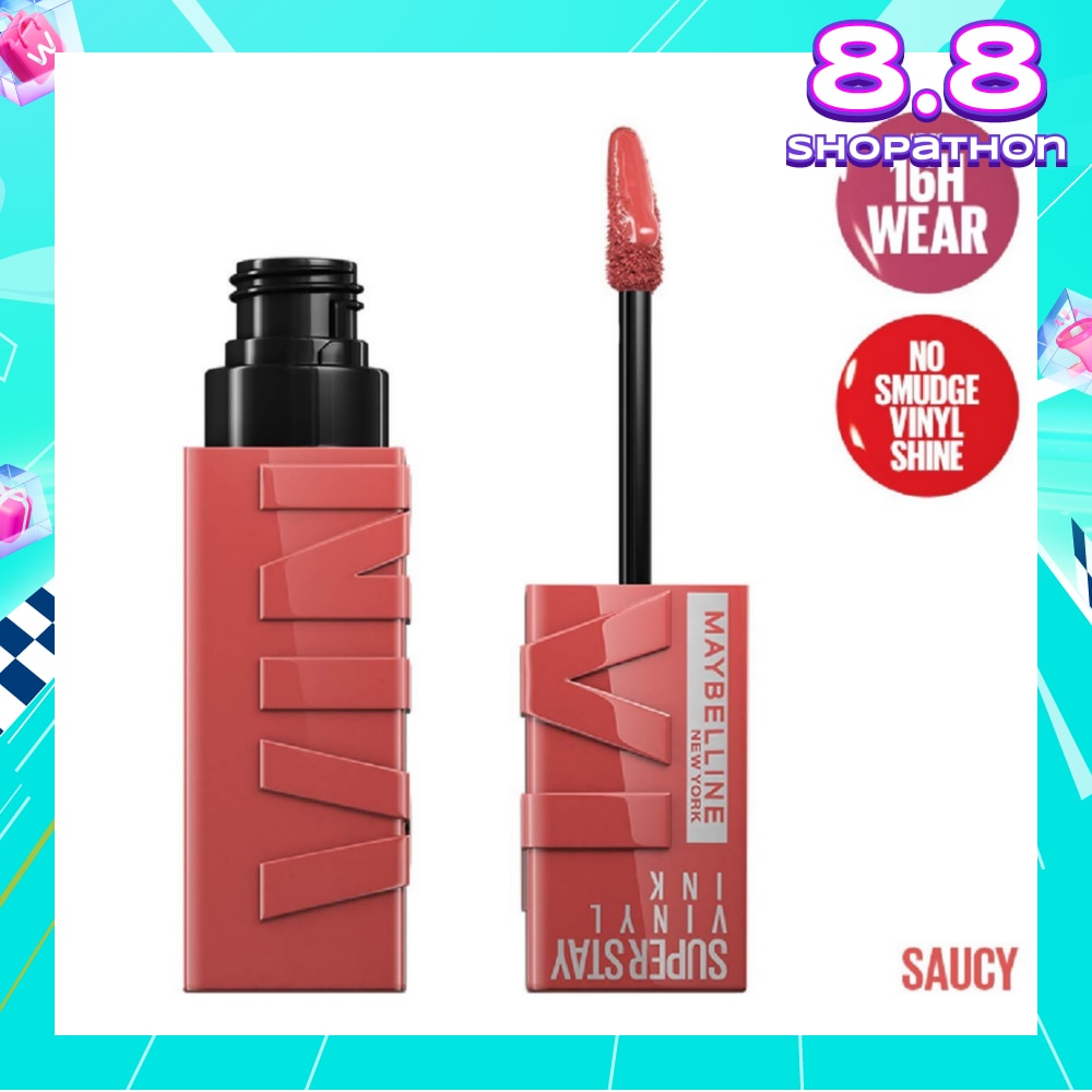 Superstay Vinyl Ink Longwear Liquid Lipcolor Saucy (Smudge Proof + Transfer Proof) 1s