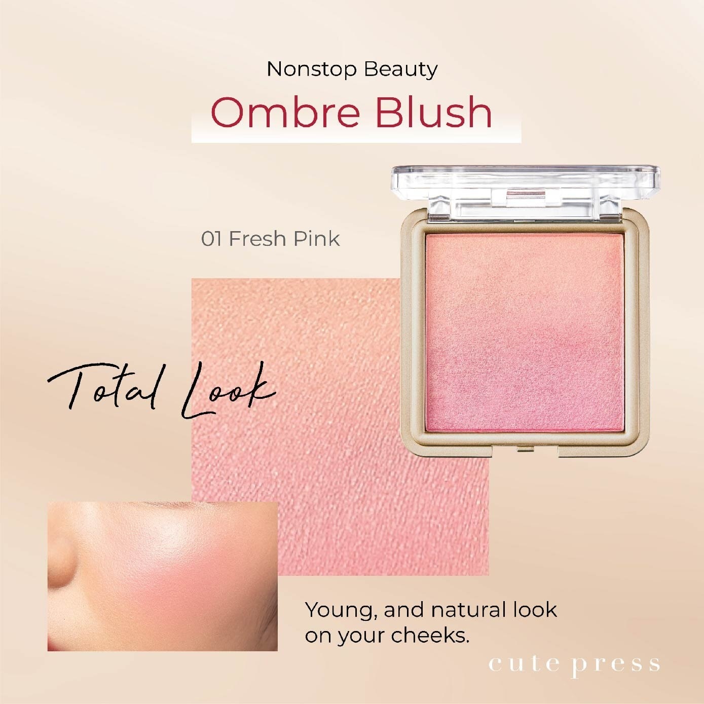 Nonstop Ombre Blush 01 Fresh Pink 1s