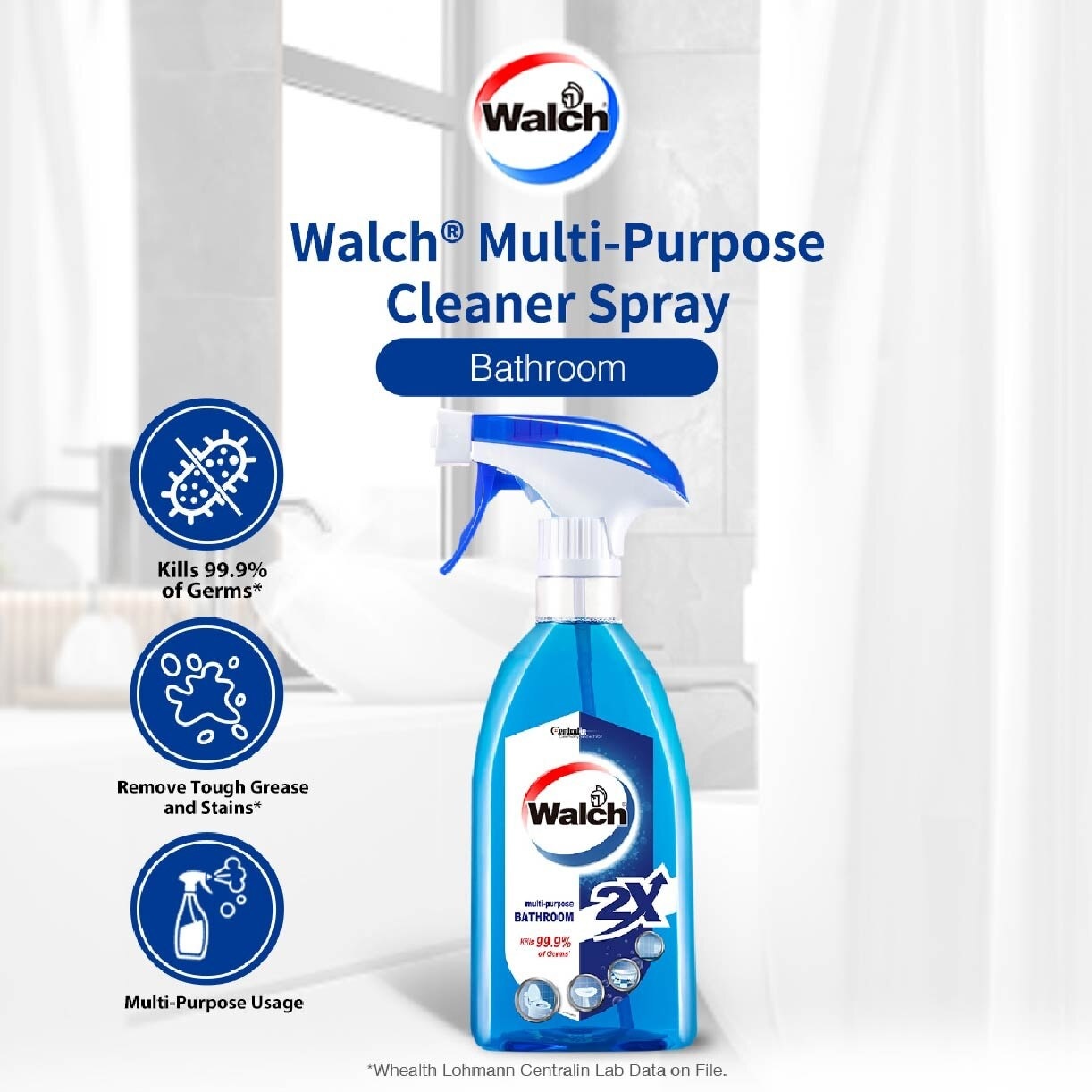 Multi-Purpose Cleaner 2X Bathroom (Kills 99.9% Germs + Suitable For Use Throughout The Bathroom) 500ml