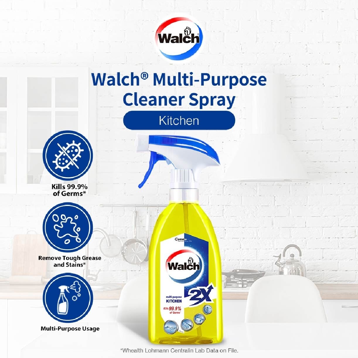 Multi-Purpose Cleaner 2X Kitchen (Kills 99.9% Germs + Suitable for Use Throughout The Kitchen) 500ml