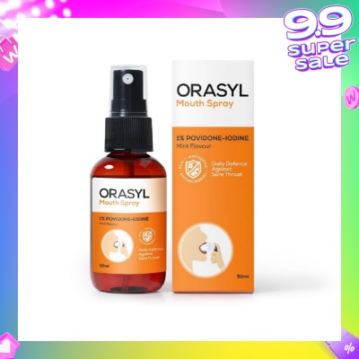 ORASYL Orange Povidone-Iodine Mouth Spray Mint Flavor 50ml