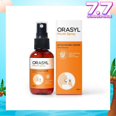 ORASYL Orange Povidone-Iodine Mouth Spray Mint Flavor 50ml