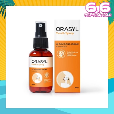 ORASYL Orange Povidone-Iodine Mouth Spray Mint Flavor 50ml