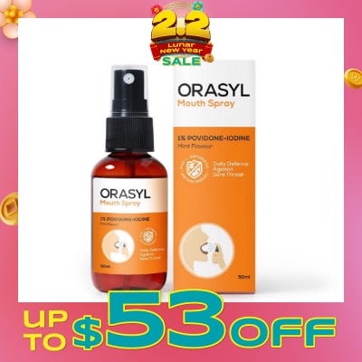 ORASYL Orange Povidone-Iodine Mouth Spray Mint Flavor 50ml