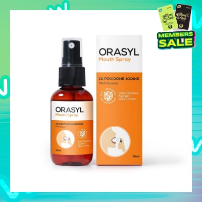 ORASYL Orange Povidone-Iodine Mouth Spray Mint Flavor 50ml