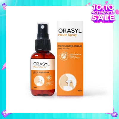 ORASYL Orange Povidone-Iodine Mouth Spray Mint Flavor 50ml