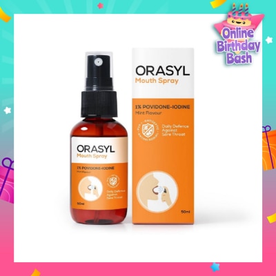 ORASYL Orange Povidone-Iodine Mouth Spray Mint Flavor 50ml