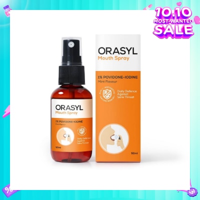 ORASYL Orange Povidone-Iodine Mouth Spray Mint Flavor 50ml