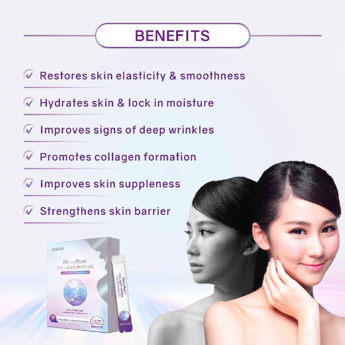 DewyPure Collagen Peptide Enhanced With Hyaluronic Acid Sachet 30s