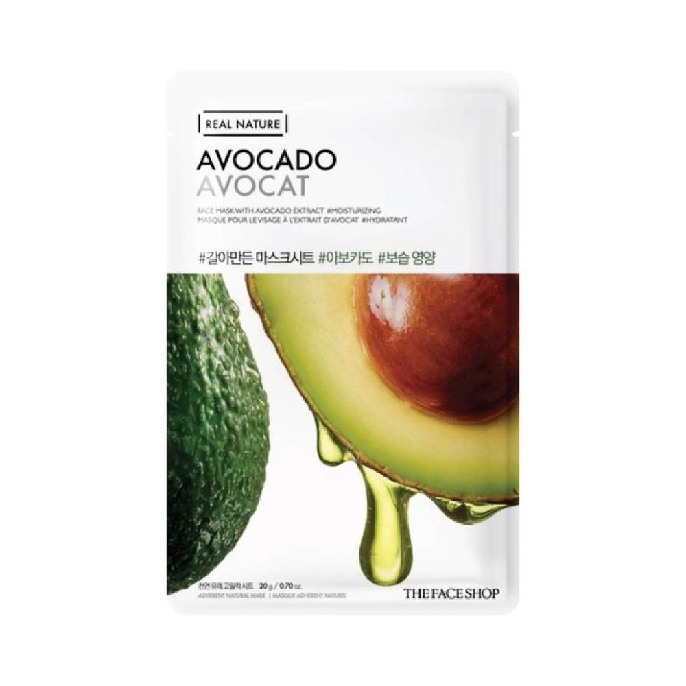 Real Nature Sheet Facial Mask Exfoliating and Nourishing Avocado 1s