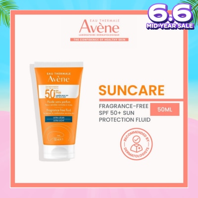 EAU THERMALE AVENE SPF50+ Fragrance-Free Fluid Triasorb PA++++ Sunblock (Suitable For Sensitive Skin + Ultra Light + Ultra Protection UVA UVB + 0% Fragrance + For Face & Neck) 50ml