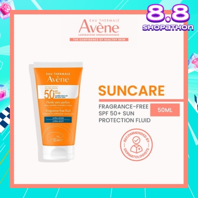 EAU THERMALE AVENE SPF50+ Fragrance-Free Fluid Triasorb PA++++ Sunblock (Suitable For Sensitive Skin + Ultra Light + Ultra Protection UVA UVB + 0% Fragrance + For Face & Neck) 50ml