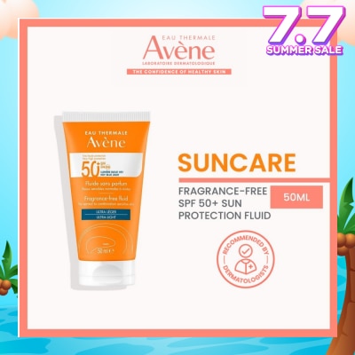 EAU THERMALE AVENE SPF50+ Fragrance-Free Fluid Triasorb PA++++ Sunblock (Suitable For Sensitive Skin + Ultra Light + Ultra Protection UVA UVB + 0% Fragrance + For Face & Neck) 50ml