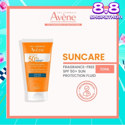 EAU THERMALE AVENE SPF50+ Fragrance-Free Fluid Triasorb PA++++ Sunblock (Suitable For Sensitive Skin + Ultra Light + Ultra Protection UVA UVB + 0% Fragrance + For Face & Neck) 50ml