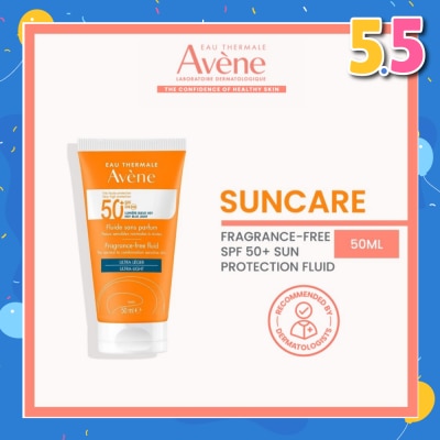 EAU THERMALE AVENE SPF50+ Fragrance-Free Fluid Triasorb PA++++ Sunblock (Suitable For Sensitive Skin + Ultra Light + Ultra Protection UVA UVB + 0% Fragrance + For Face & Neck) 50ml