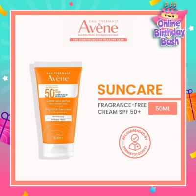 EAU THERMALE AVENE SPF50+ Fragrance-Free Cream Triasorb PA++++ Sunblock (Suitable For Sensitive Skin + Ultra Protection UVA UVB + 0% Fragrance + Face & Neck) 50ml