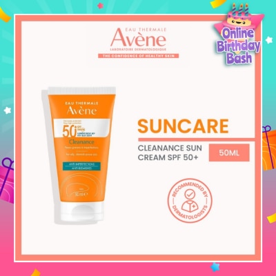 EAU THERMALE AVENE SPF50+ Cleanance Ultra Light Fluid Triasorb PA++++ Sunblock (Suitable For Sensitive Skin + Ultra Light + Ultra Protection UVA UVB + Anti-Blemishes + Face & Neck) 50ml