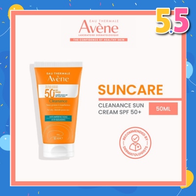 EAU THERMALE AVENE SPF50+ Cleanance Ultra Light Fluid Triasorb PA++++ Sunblock (Suitable For Sensitive Skin + Ultra Light + Ultra Protection UVA UVB + Anti-Blemishes + Face & Neck) 50ml