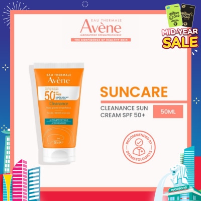 EAU THERMALE AVENE SPF50+ Cleanance Ultra Light Fluid Triasorb PA++++ Sunblock (Suitable For Sensitive Skin + Ultra Light + Ultra Protection UVA UVB + Anti-Blemishes + Face & Neck) 50ml