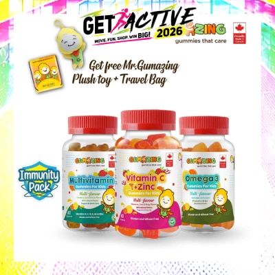 GUMAZING - Kids Gummies Immunity Combo Pack (Consist Omega 3 Gummies + Multivitamin Gummies & Vitamin C + Zinc Gummies) 60s X 3 image