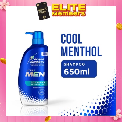 HEAD & SHOULDERS ULTRAMEN Cool Menthol Anti Dandruff Shampoo (Prevent Dandruff + Detox Scalp) 650ml