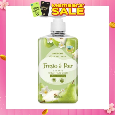 WATSONS Freesia & Pear Scented Cream Hand Wash (Softening & Moisturising, Dermatologically Tested) 500ml