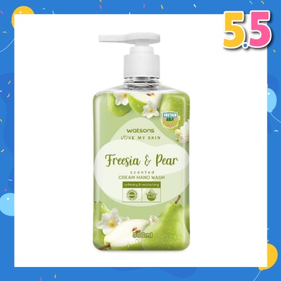 WATSONS Freesia & Pear Scented Cream Hand Wash (Softening & Moisturising, Dermatologically Tested) 500ml