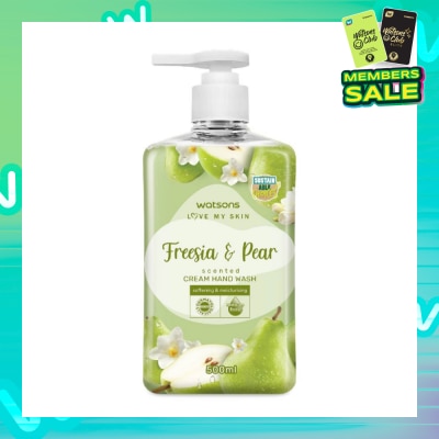 WATSONS Freesia & Pear Scented Cream Hand Wash (Softening & Moisturising, Dermatologically Tested) 500ml