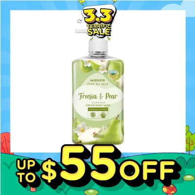 WATSONS Freesia & Pear Scented Cream Hand Wash (Softening & Moisturising, Dermatologically Tested) 500ml