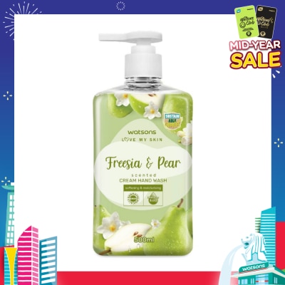 WATSONS Freesia & Pear Scented Cream Hand Wash (Softening & Moisturising, Dermatologically Tested) 500ml