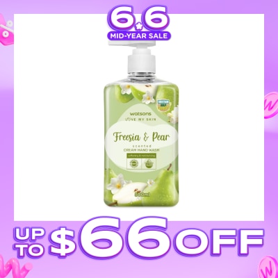 WATSONS - Freesia & Pear Scented Cream Hand Wash (Softening & Moisturising, Dermatologically Tested) 500ml