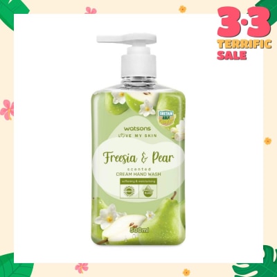 WATSONS Freesia & Pear Scented Cream Hand Wash (Softening & Moisturising, Dermatologically Tested) 500ml