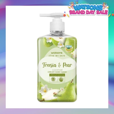 WATSONS Freesia & Pear Scented Cream Hand Wash (Softening & Moisturising, Dermatologically Tested) 500ml