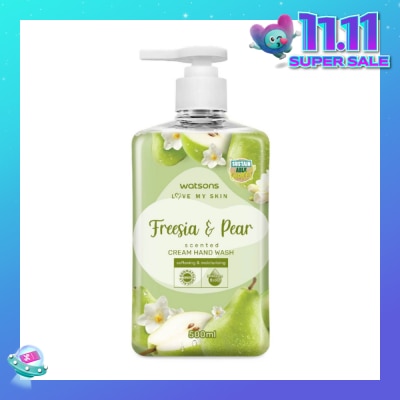 WATSONS Freesia & Pear Scented Cream Hand Wash (Softening & Moisturising, Dermatologically Tested) 500ml
