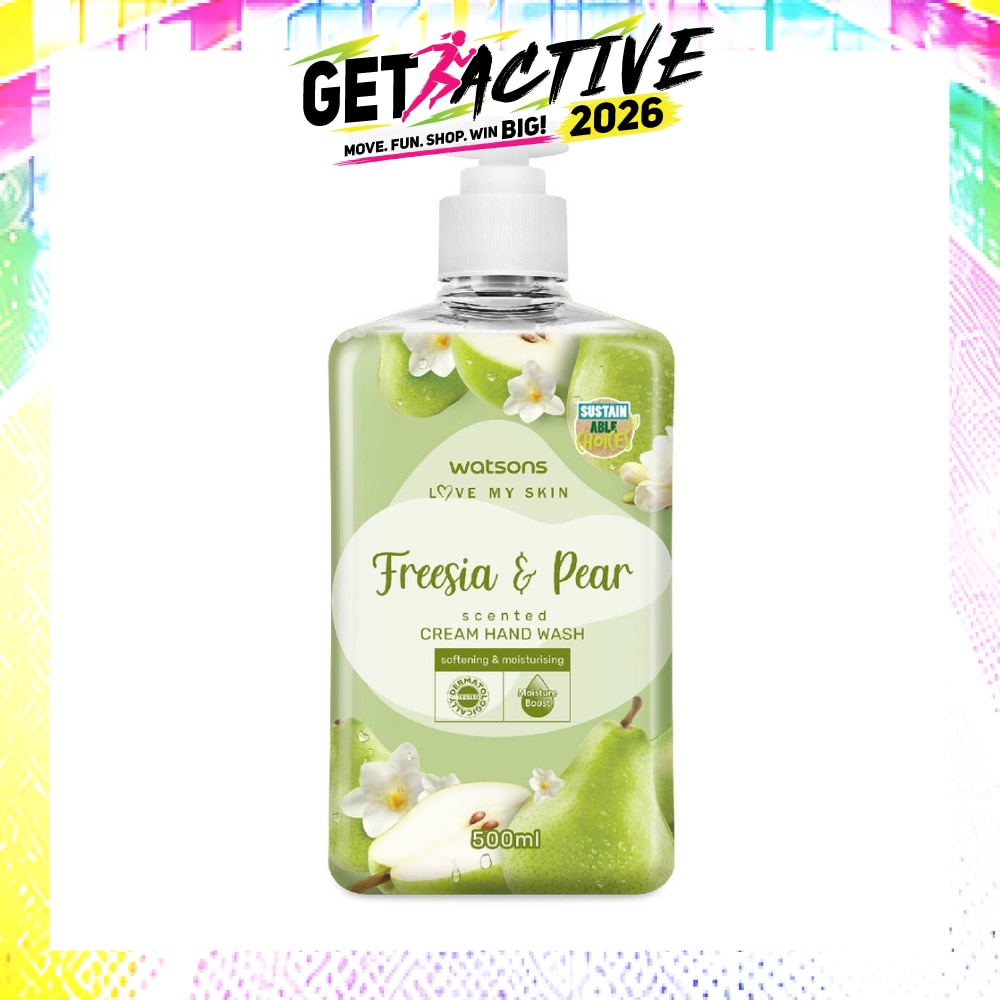 Freesia & Pear Scented Cream Hand Wash (Softening & Moisturising, Dermatologically Tested) 500ml image