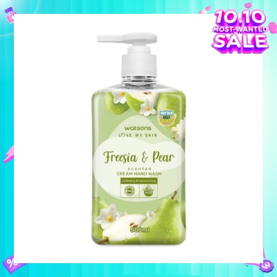 WATSONS Freesia & Pear Scented Cream Hand Wash (Softening & Moisturising, Dermatologically Tested) 500ml
