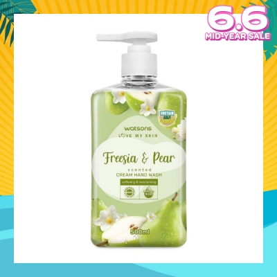 WATSONS Freesia & Pear Scented Cream Hand Wash (Softening & Moisturising, Dermatologically Tested) 500ml