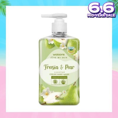 WATSONS Freesia & Pear Scented Cream Hand Wash (Softening & Moisturising, Dermatologically Tested) 500ml