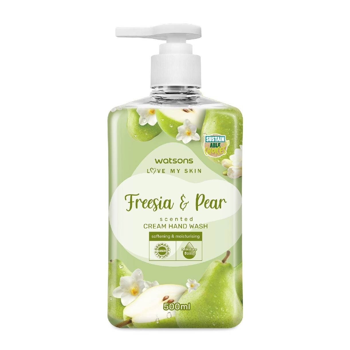 Freesia & Pear Scented Cream Hand Wash (Softening & Moisturising, Dermatologically Tested) 500ml